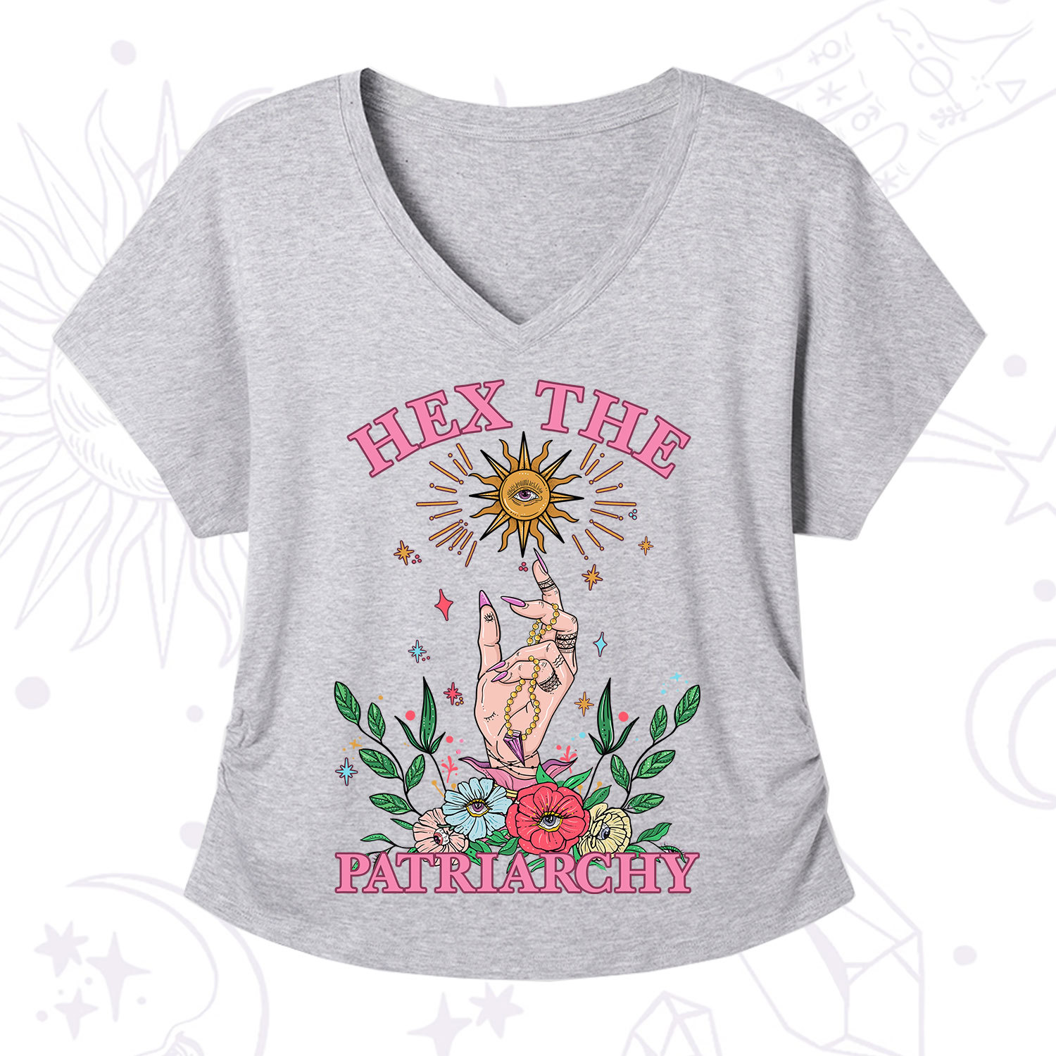 Purplehecate Hex The Patriarchy Witchy V-Neck T-Shirt