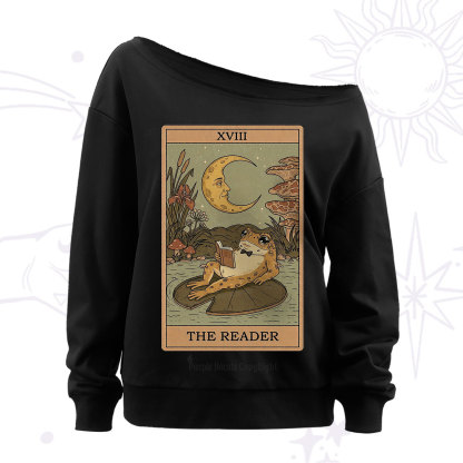 Purplehecate The Reader Frog Tarot Off The Shoulder Sweatshirt