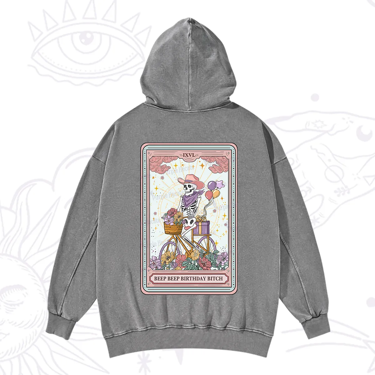 Purplehecate The Beep Beep Birthday Bitch Tarot Washed Hoodie