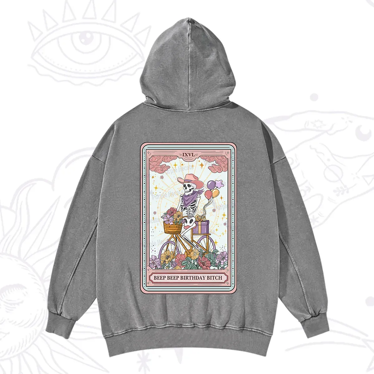 Purplehecate The Beep Beep Birthday Bitch Tarot Washed Hoodie