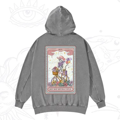 Purplehecate The Beep Beep Birthday Bitch Tarot Washed Hoodie