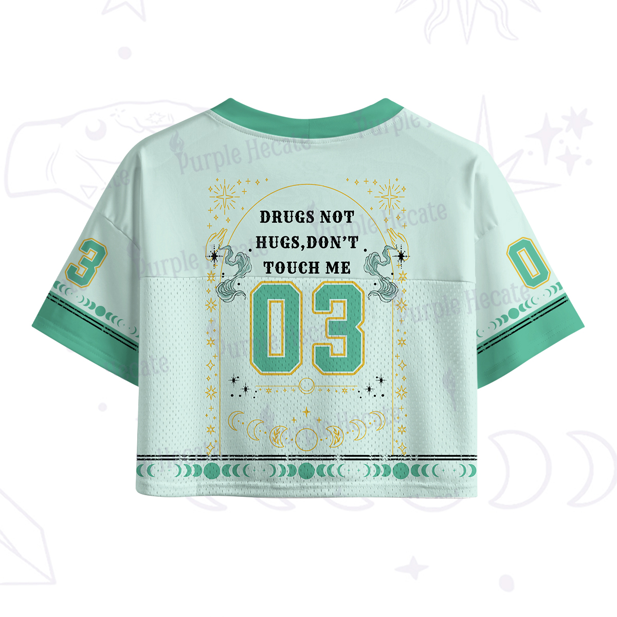 Purplehecate Drugs Not Hugs Crop Sports Jersey