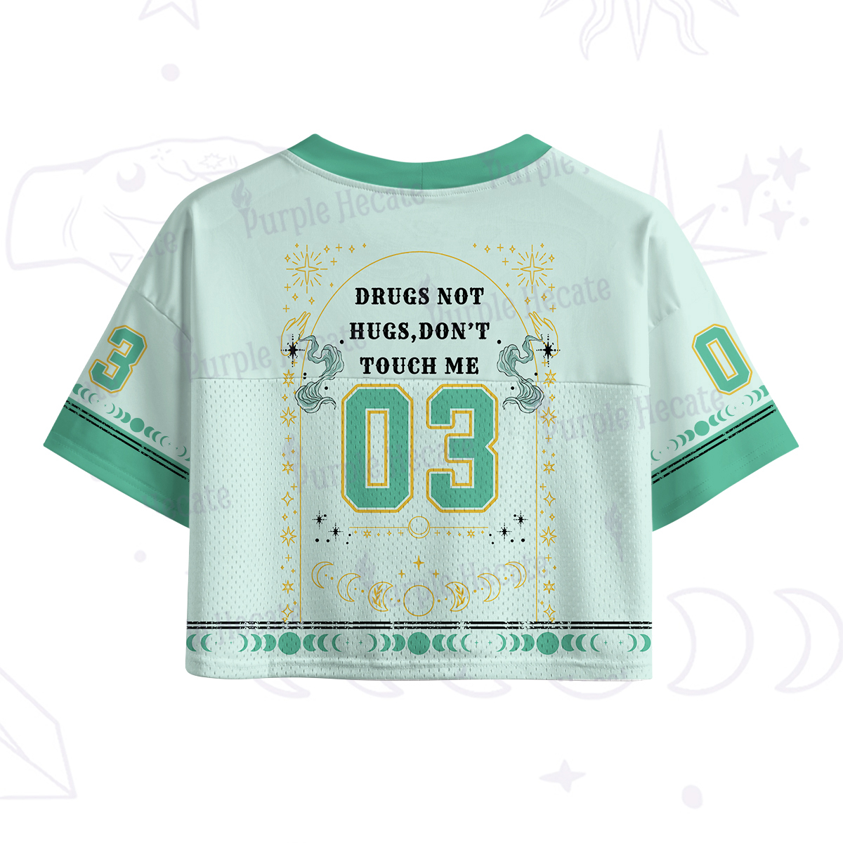 Purplehecate Drugs Not Hugs Crop Sports Jersey
