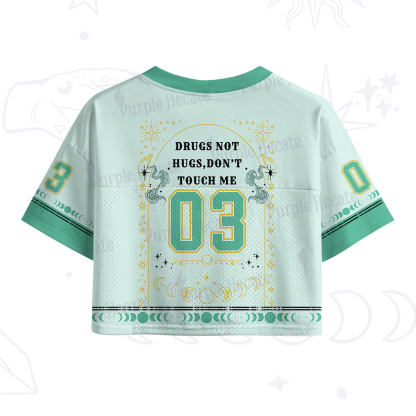 Purplehecate Drugs Not Hugs Crop Sports Jersey