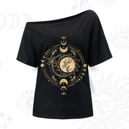 Purplehecate Mystic Moon And Sun One Shoulder T-Shirt