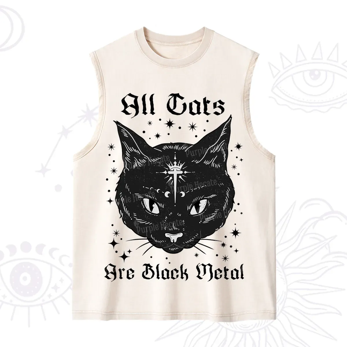 Purplehecate All Cats Are Black Metal Washed Tank