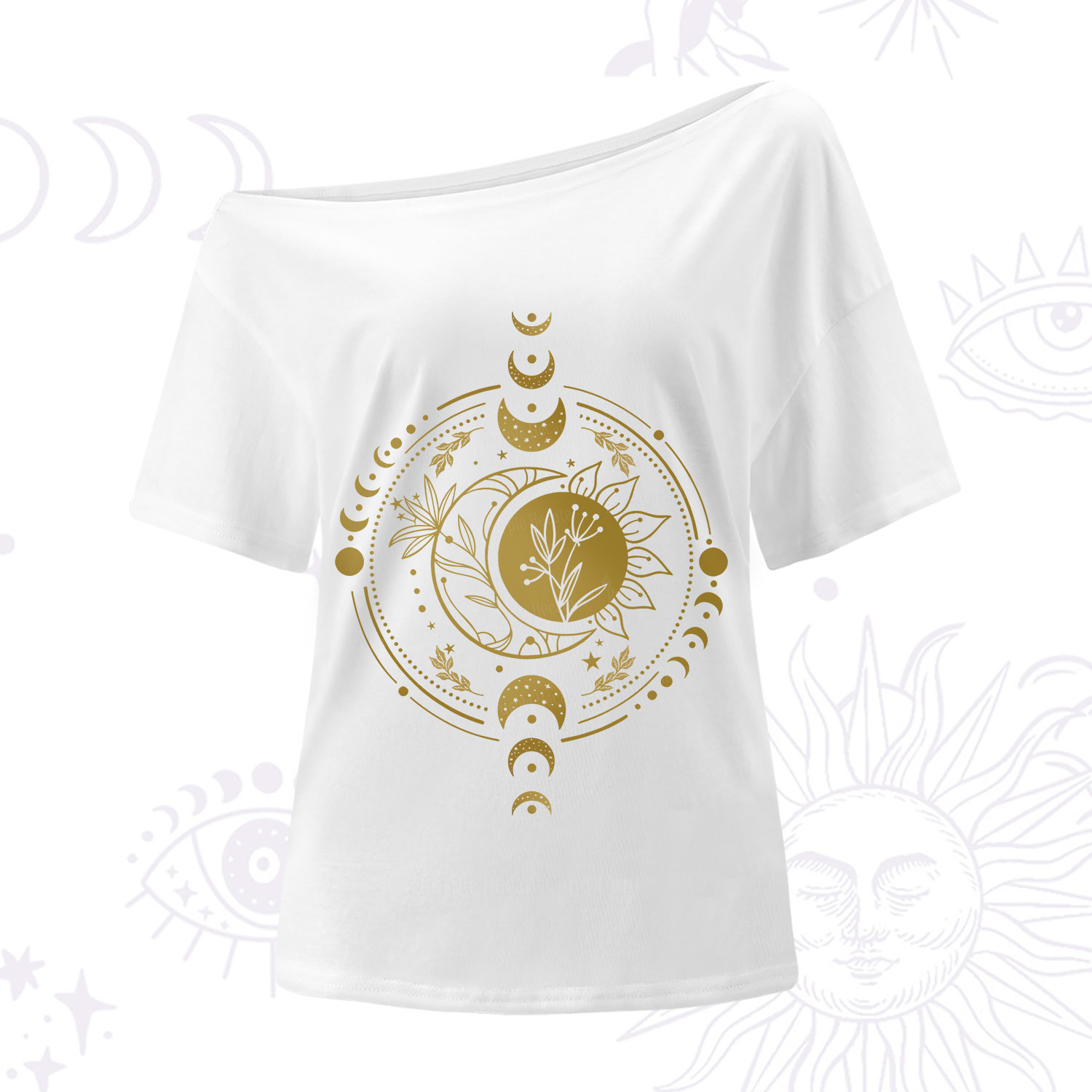 Purplehecate Mystic Moon And Sun One Shoulder T-Shirt