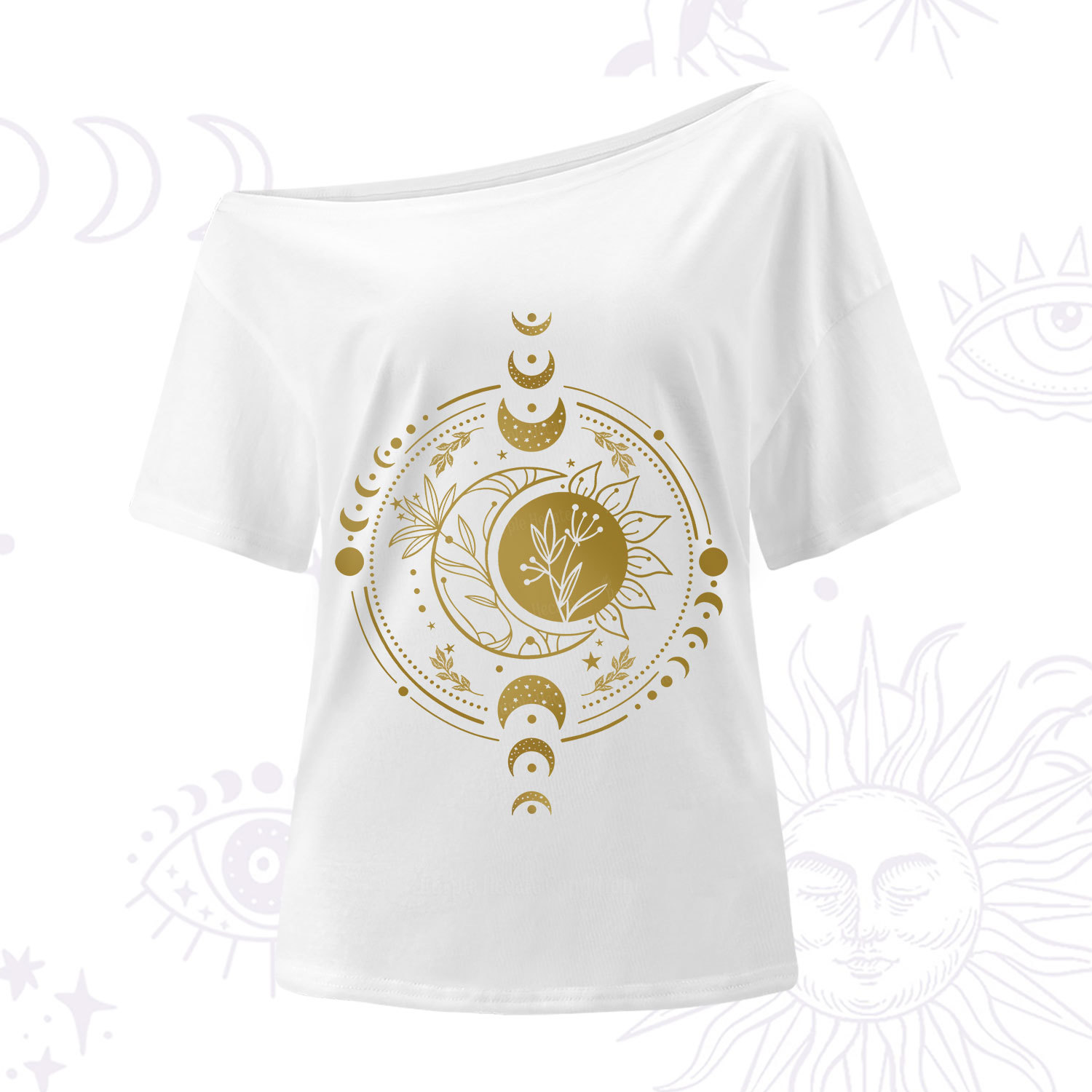 Purplehecate Mystic Moon And Sun One Shoulder T-Shirt