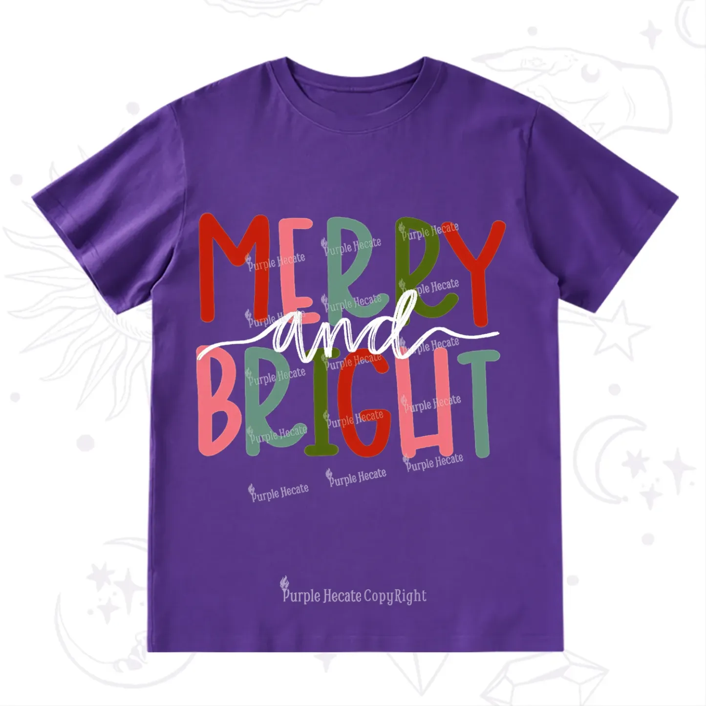 Purplehecate Merry and Bright Christmas T-Shirt