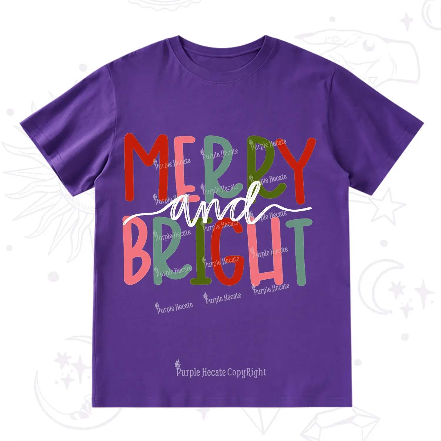 Purplehecate Merry and Bright Christmas T-Shirt
