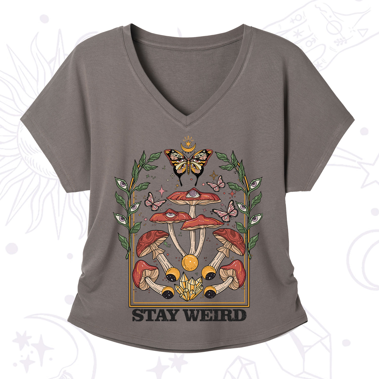 Purplehecate Stay Weird V-Neck T-Shirt