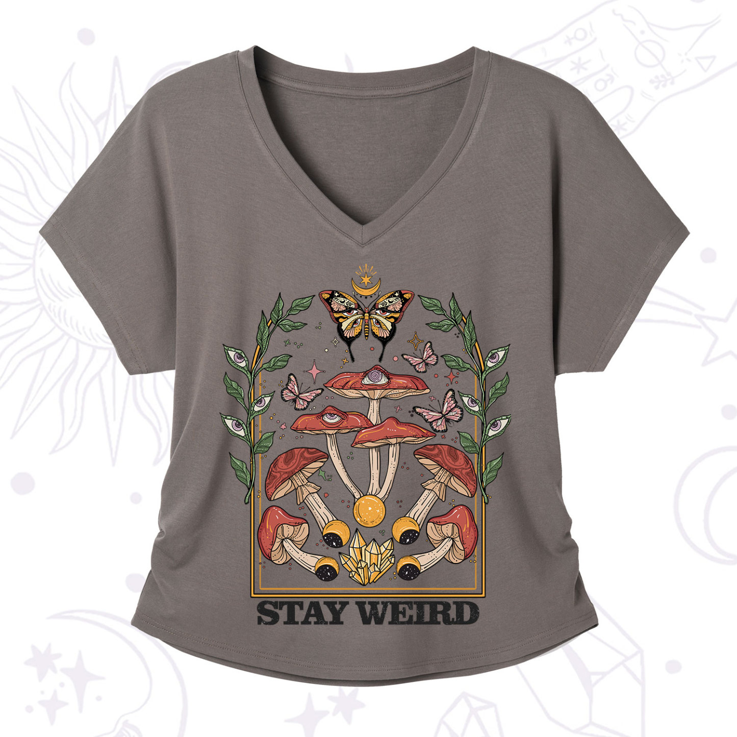 Purplehecate Stay Weird V-Neck T-Shirt