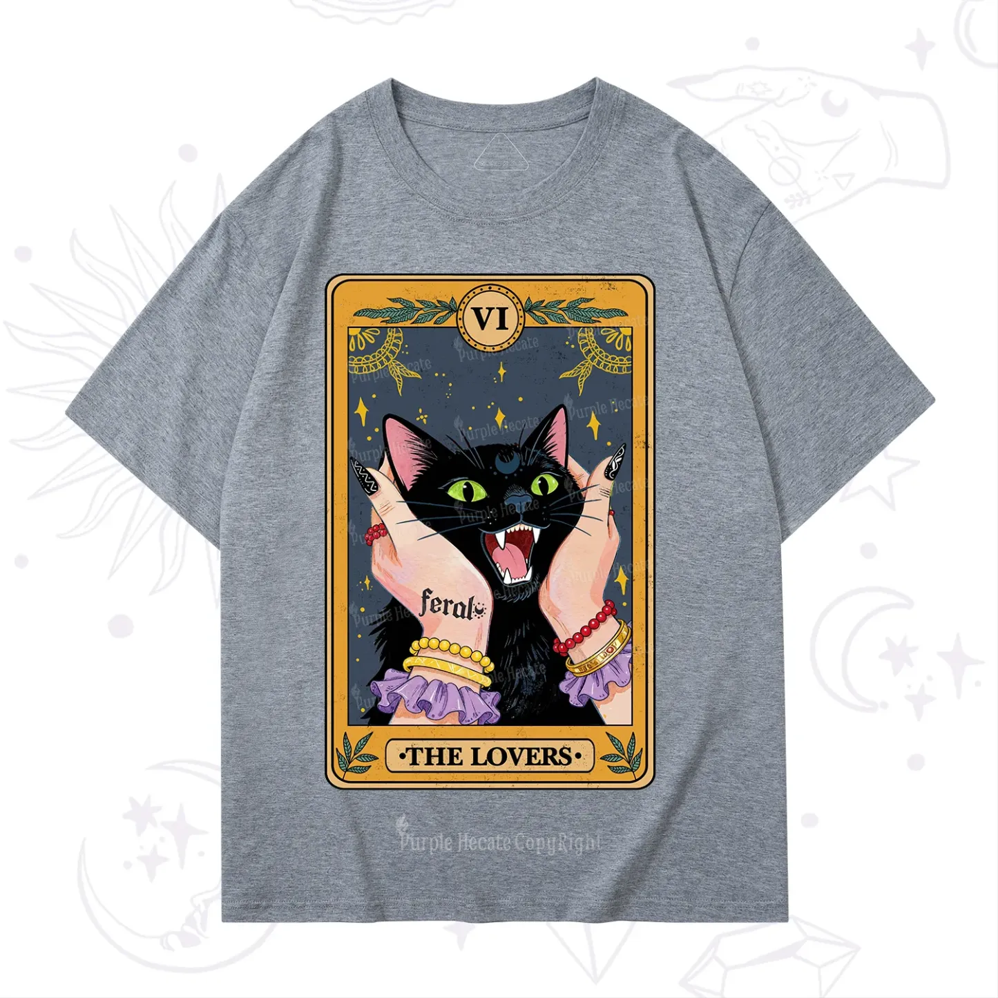 Purplehecate The Lovers Tarot Feral Cat T-Shirt