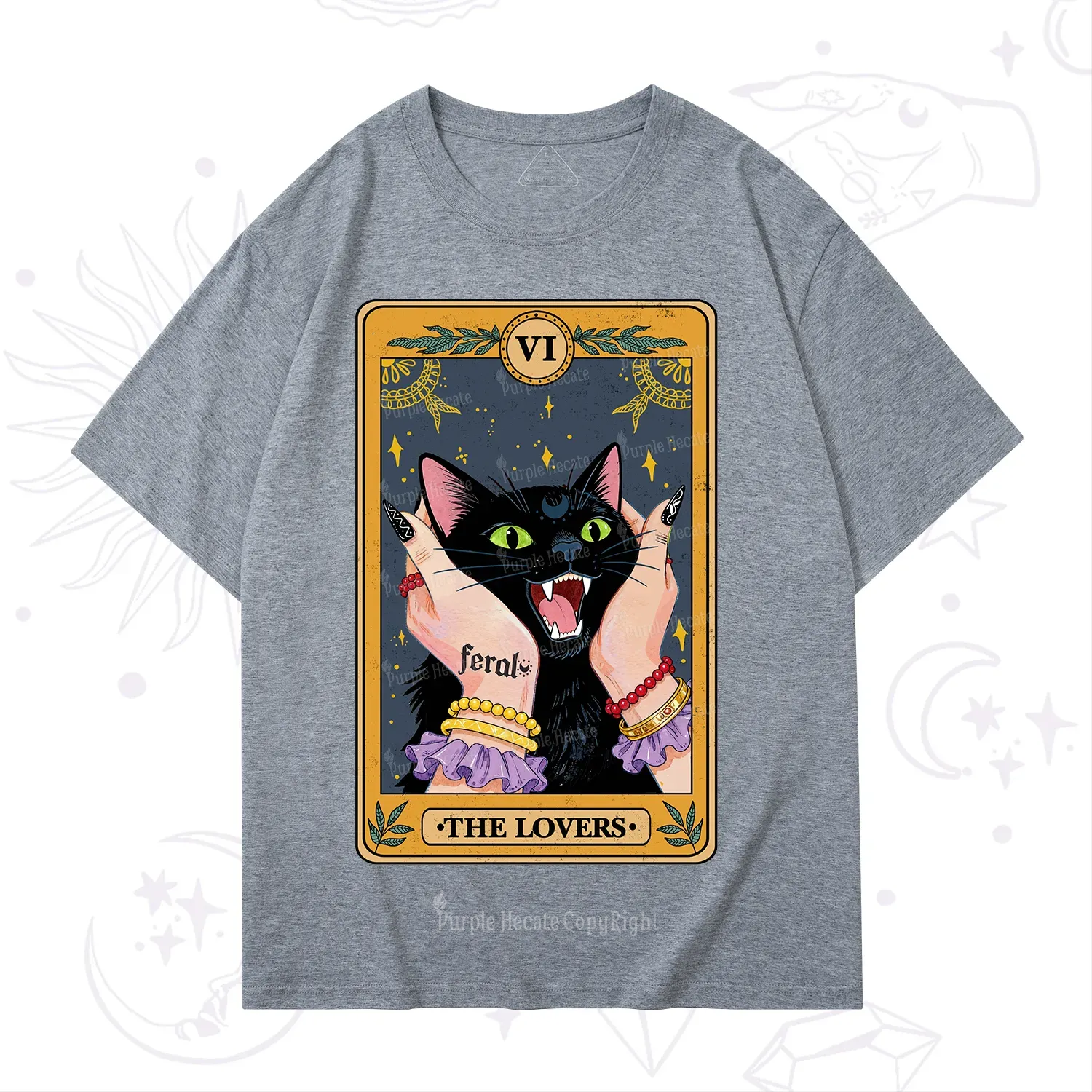 Purplehecate The Lovers Tarot Feral Cat T-Shirt