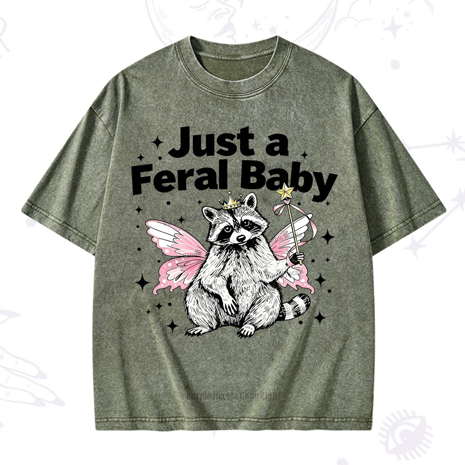 Purplehecate Just A Feral Baby Raccoon Washed T-Shirt
