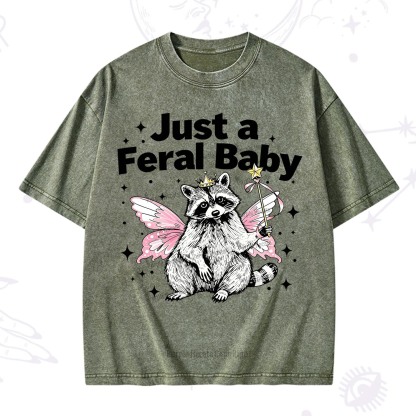 Purplehecate Just A Feral Baby Raccoon Washed T-Shirt