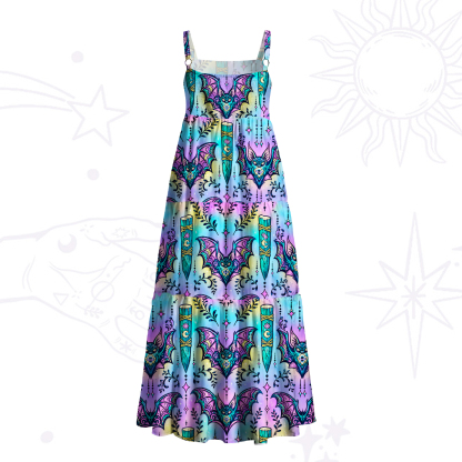 Purplehecate Psychedelic Bat Wide Straps Maxi Dress