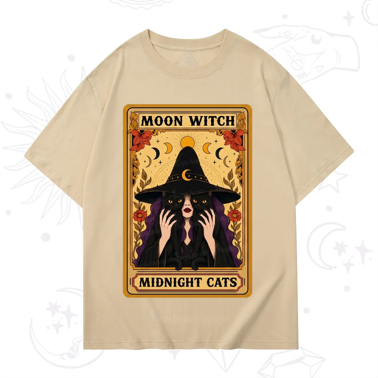 Purplehecate The Moon Witch Midnight Cats Oracle Card T-Shirt