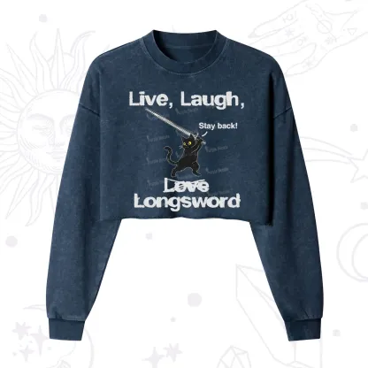 Purplehecate Live Laugh Love Longsword Cropped Washed Sweatshirt