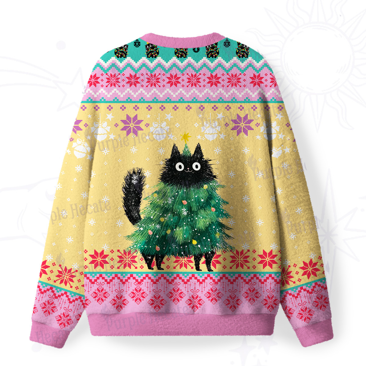 Purplehecate Funny Black Cat in Tree Fuzzy Ugly Sweatshirt