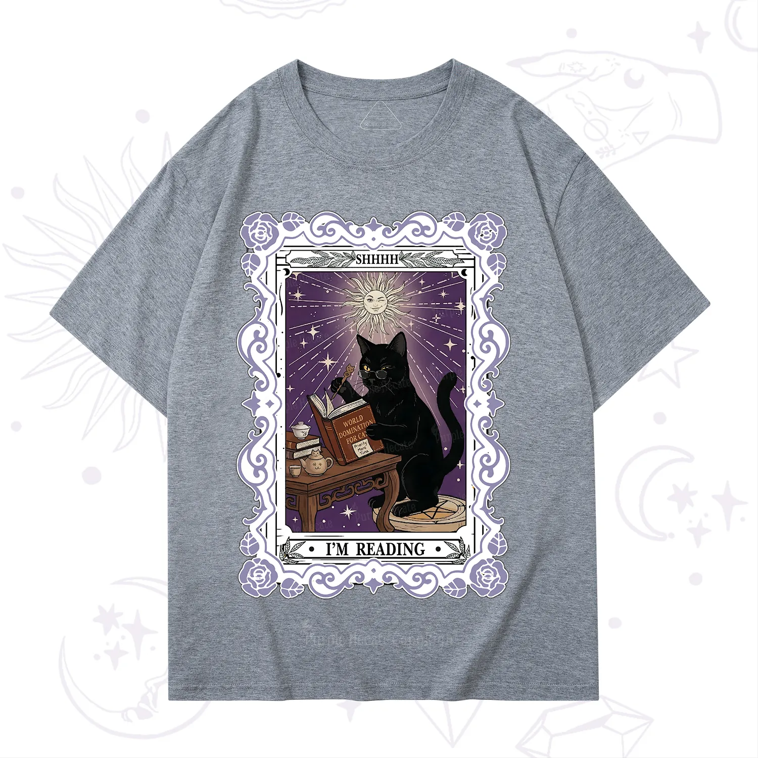 Purplehecate The Reading Cat Tarot T-Shirt