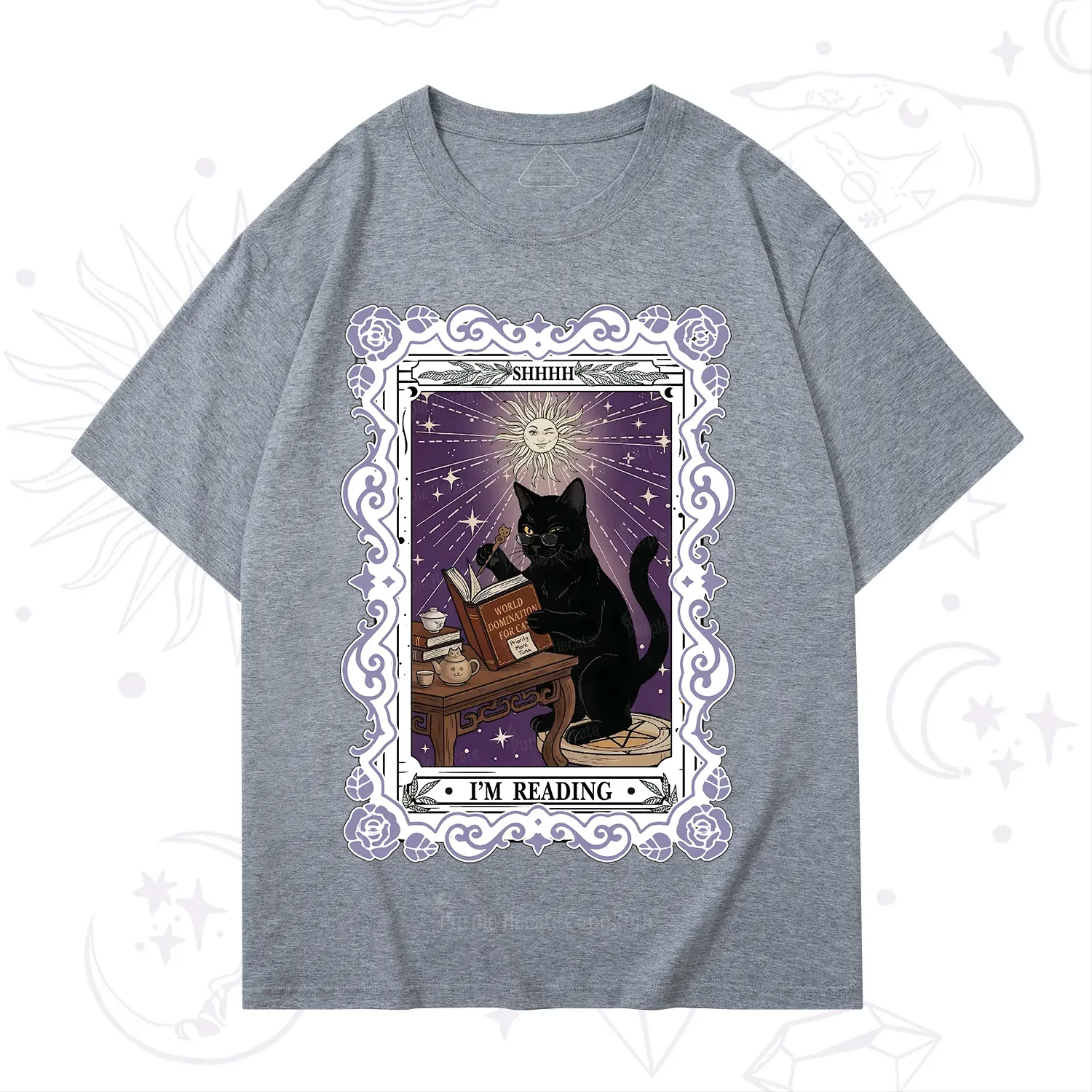 Purplehecate The Reading Cat Tarot T-Shirt