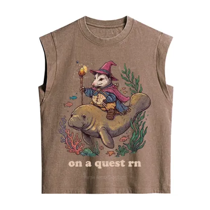 Purplehecate Opossum Wizard on Sea Quest Vintage Washed Tank