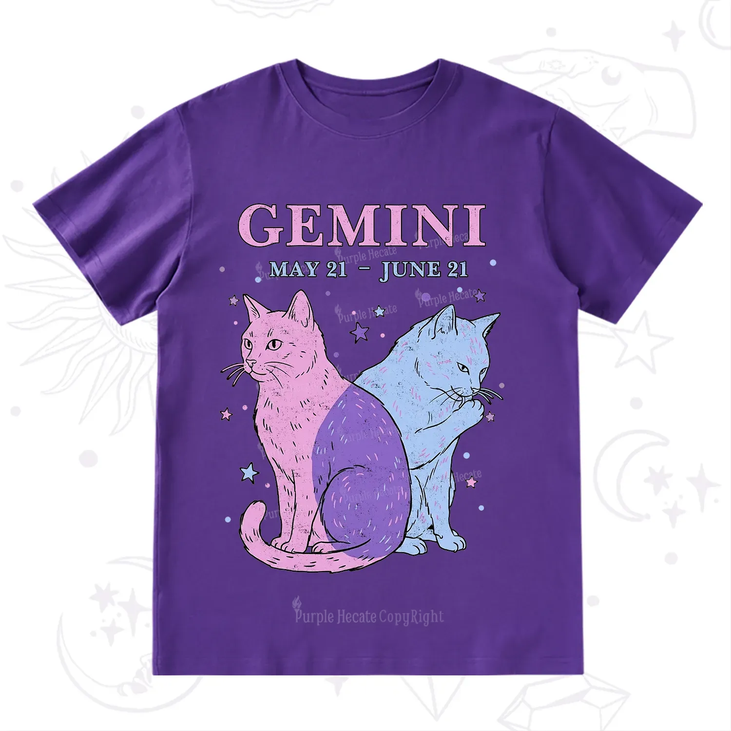 Purplehecate Gemini Zodiac Cats T-Shirt