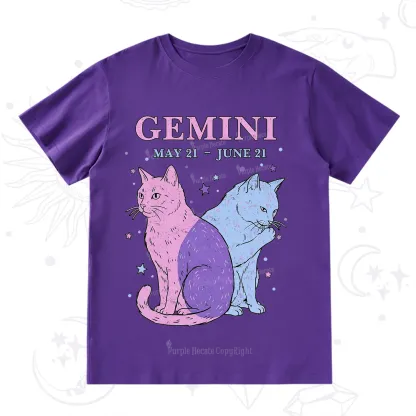 Purplehecate Gemini Zodiac Cats T-Shirt
