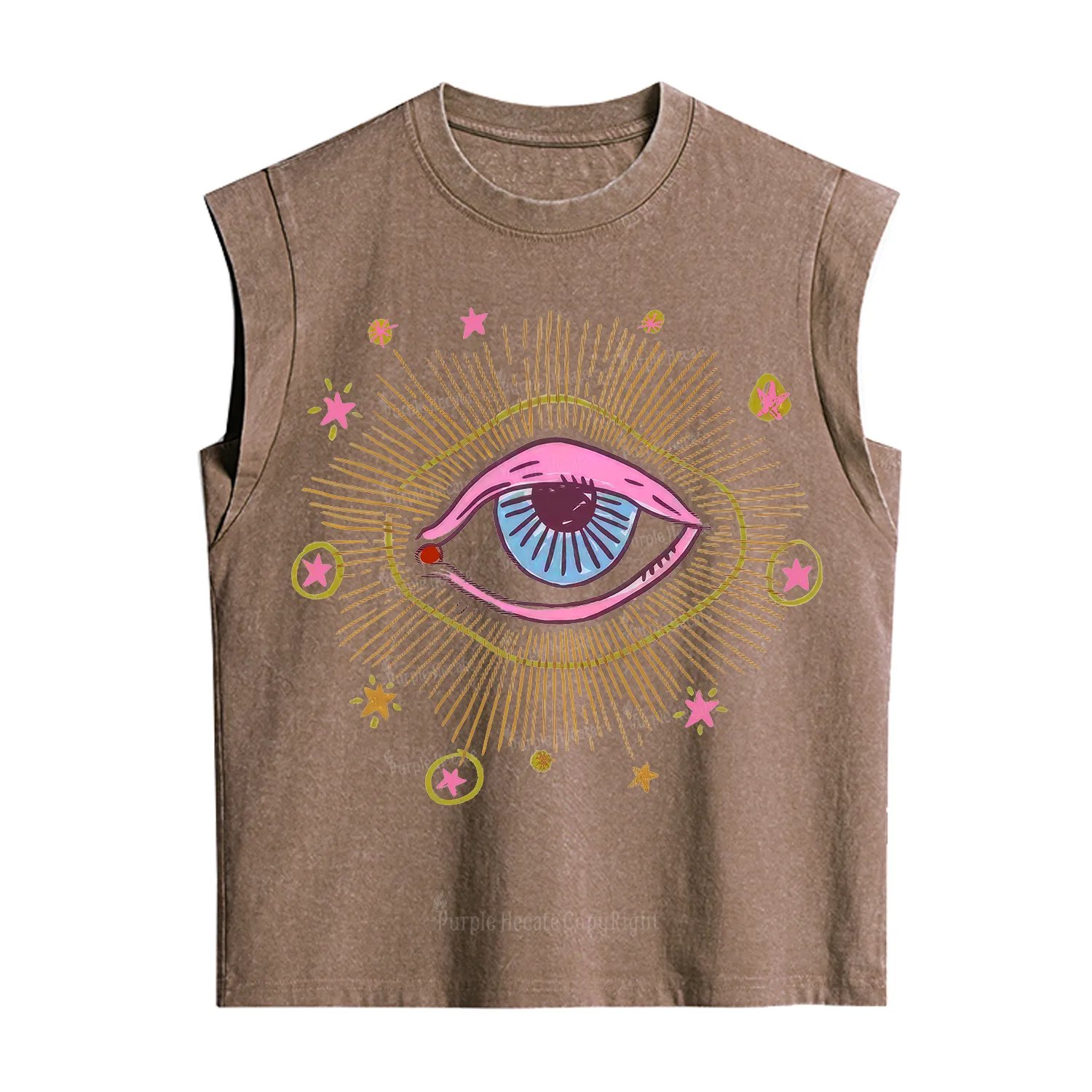 Purplehecate Mystic Gaze Evil Eye Protection Vintage Washed Tank