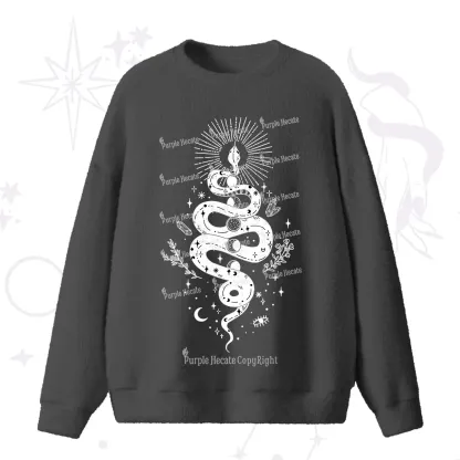 Purplehecate Mystical Moon Phases Snake Fuzzy Ugly Sweater