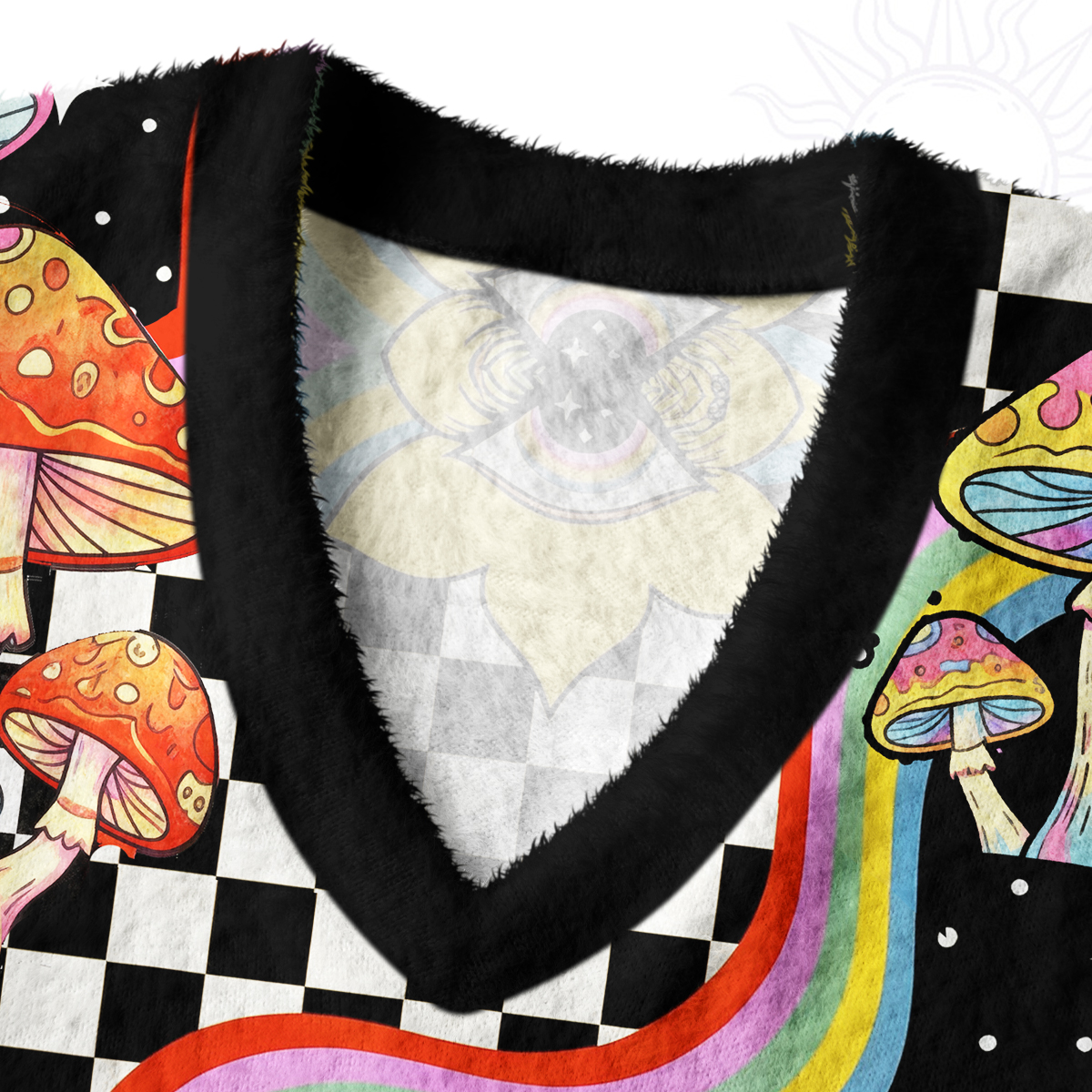 Purplehecate Trippy Rainbow Mushrooms Ugly Sweater Vest