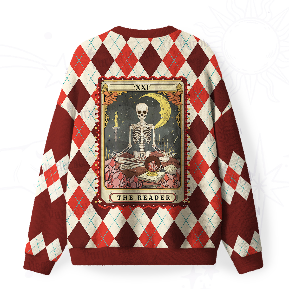 Purplehecate The Reader Fuzzy Ugly Christmas Sweatshirt