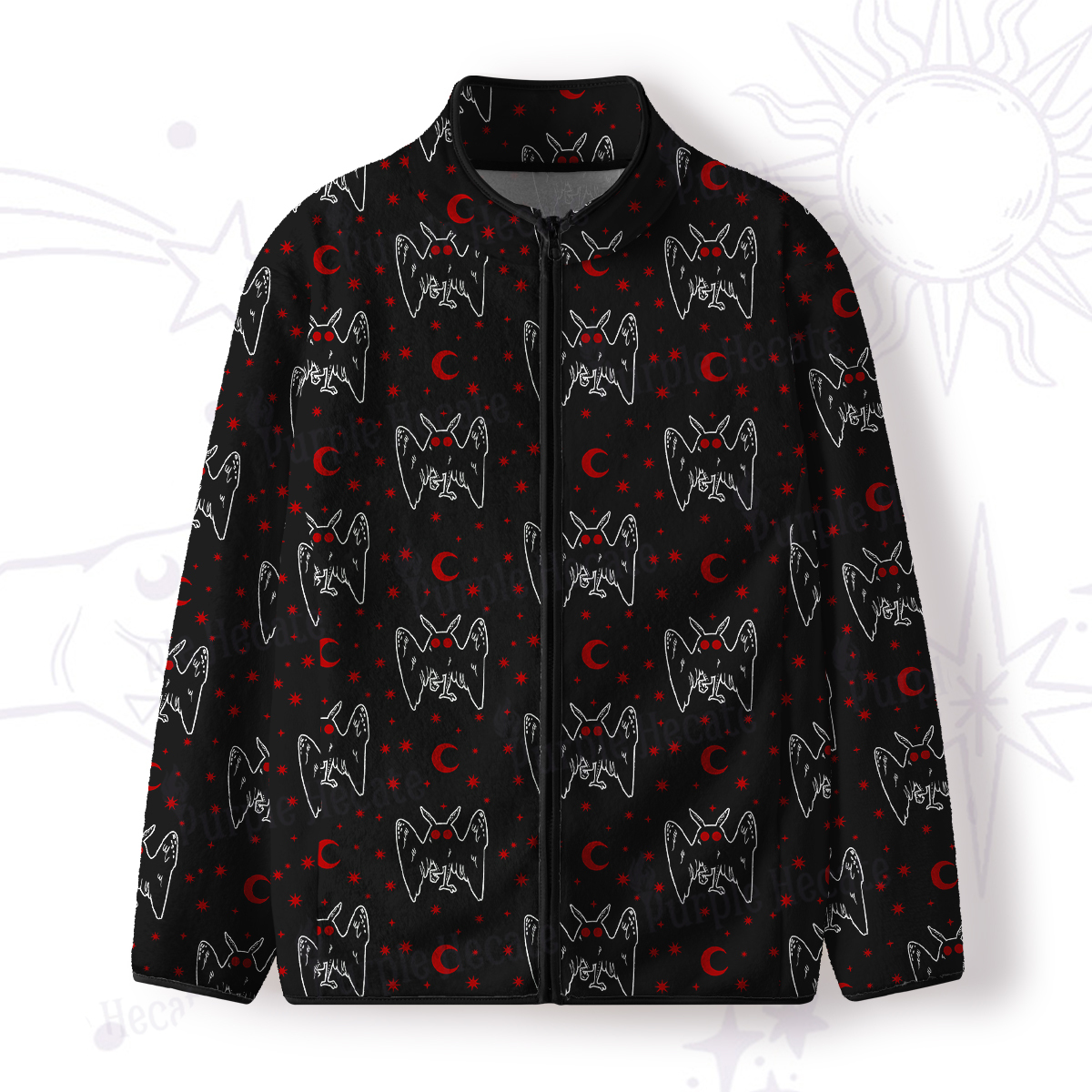 Purplehecate Witchy Mothman Night Full Zip Fleece Jacket