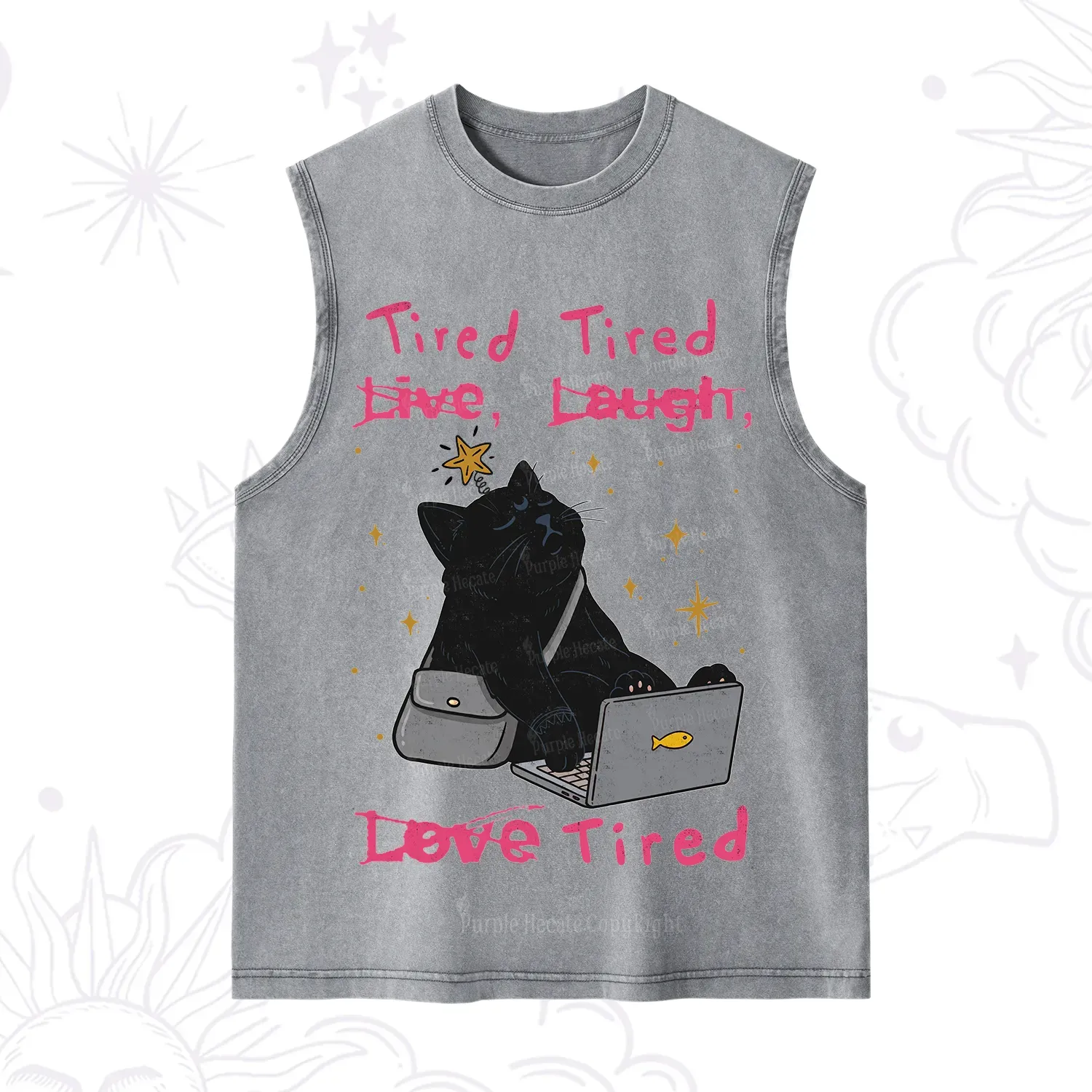 Purplehecate Tired Cat Washed Tank