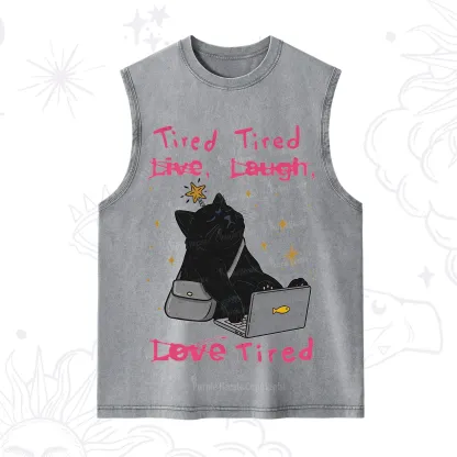 Purplehecate Tired Cat Washed Tank