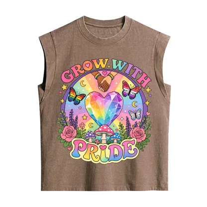 Purplehecate Grow With Pride Rainbow Heart Vintage Washed Tank