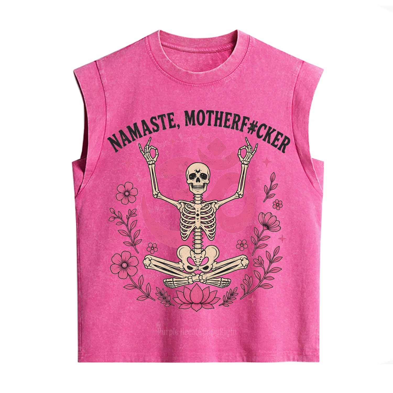 Purplehecate Namaste Motherf*cker Skeleton Vintage Washed Tank