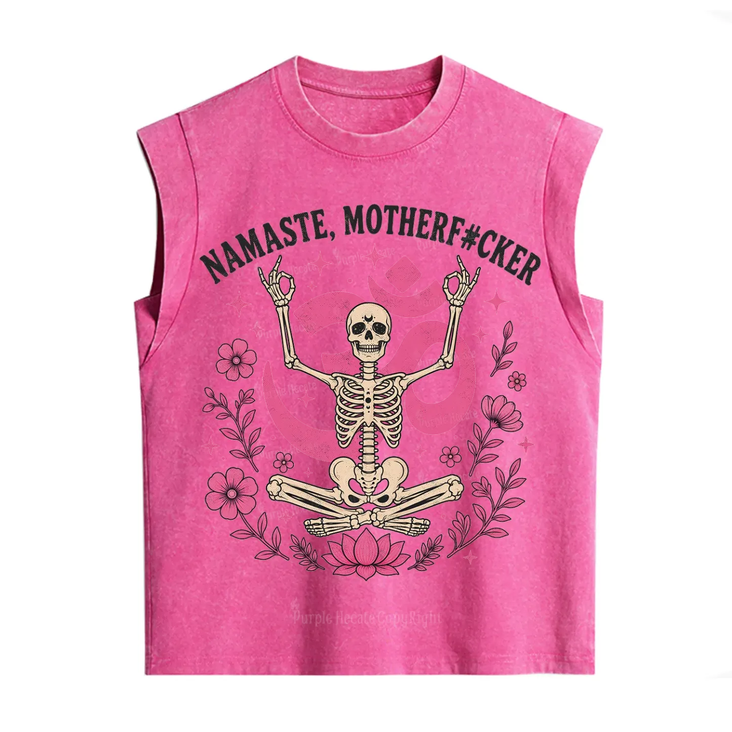 Purplehecate Namaste Motherf*cker Skeleton Vintage Washed Tank
