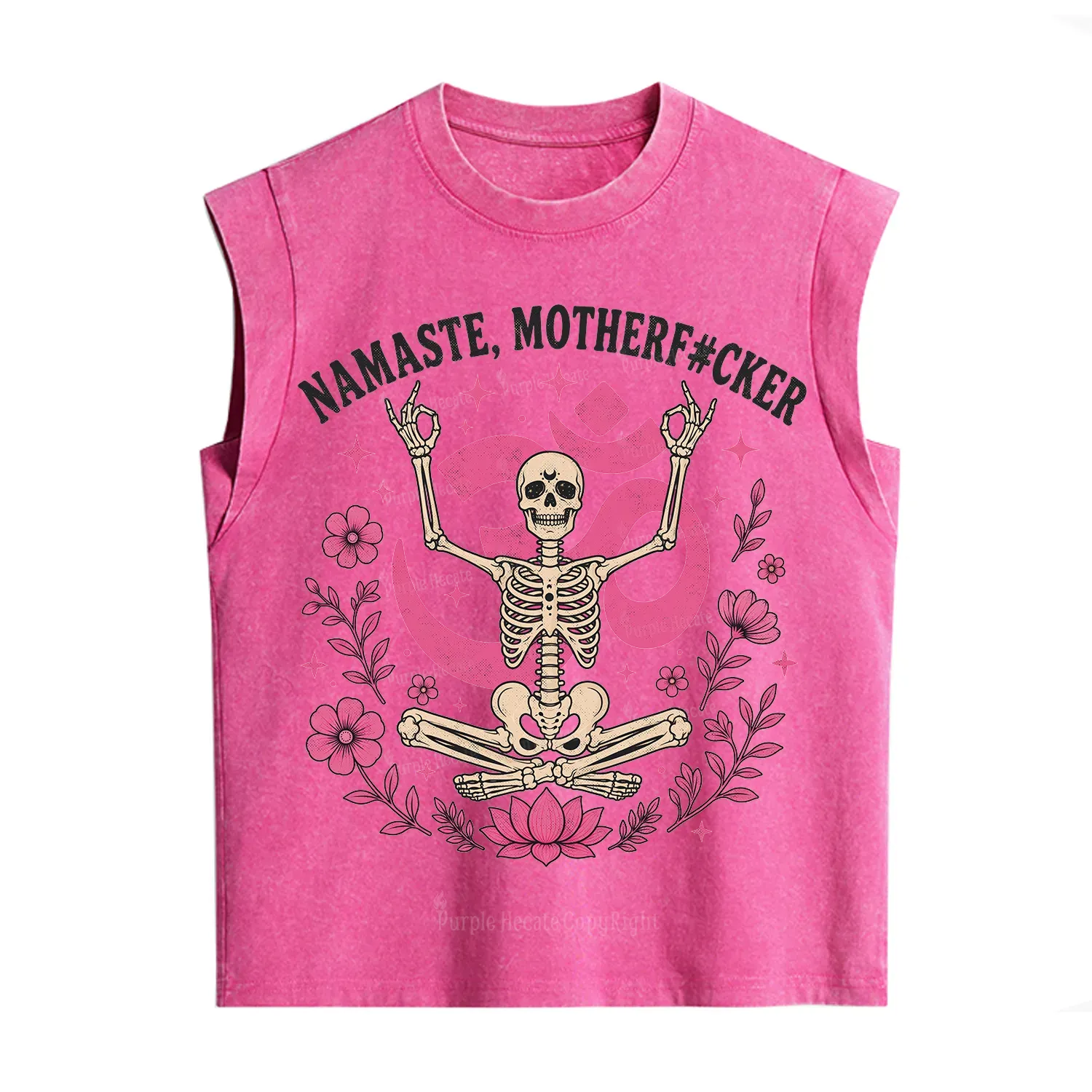 Purplehecate Namaste Motherf*cker Skeleton Vintage Washed Tank