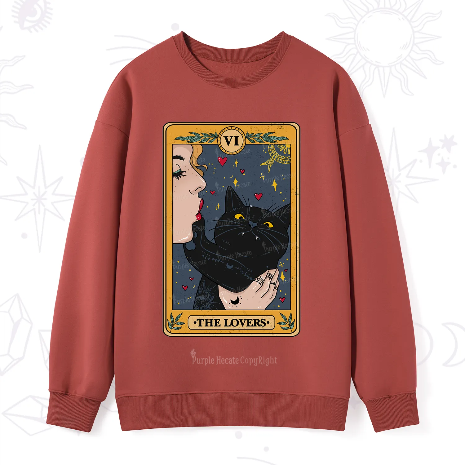Purplehecate The Lovers Cat Tarot Sweatshirt