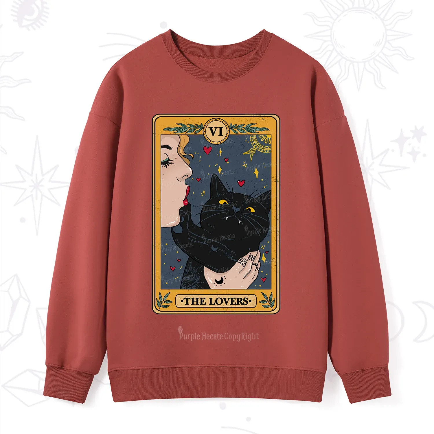 Purplehecate The Lovers Cat Tarot Sweatshirt