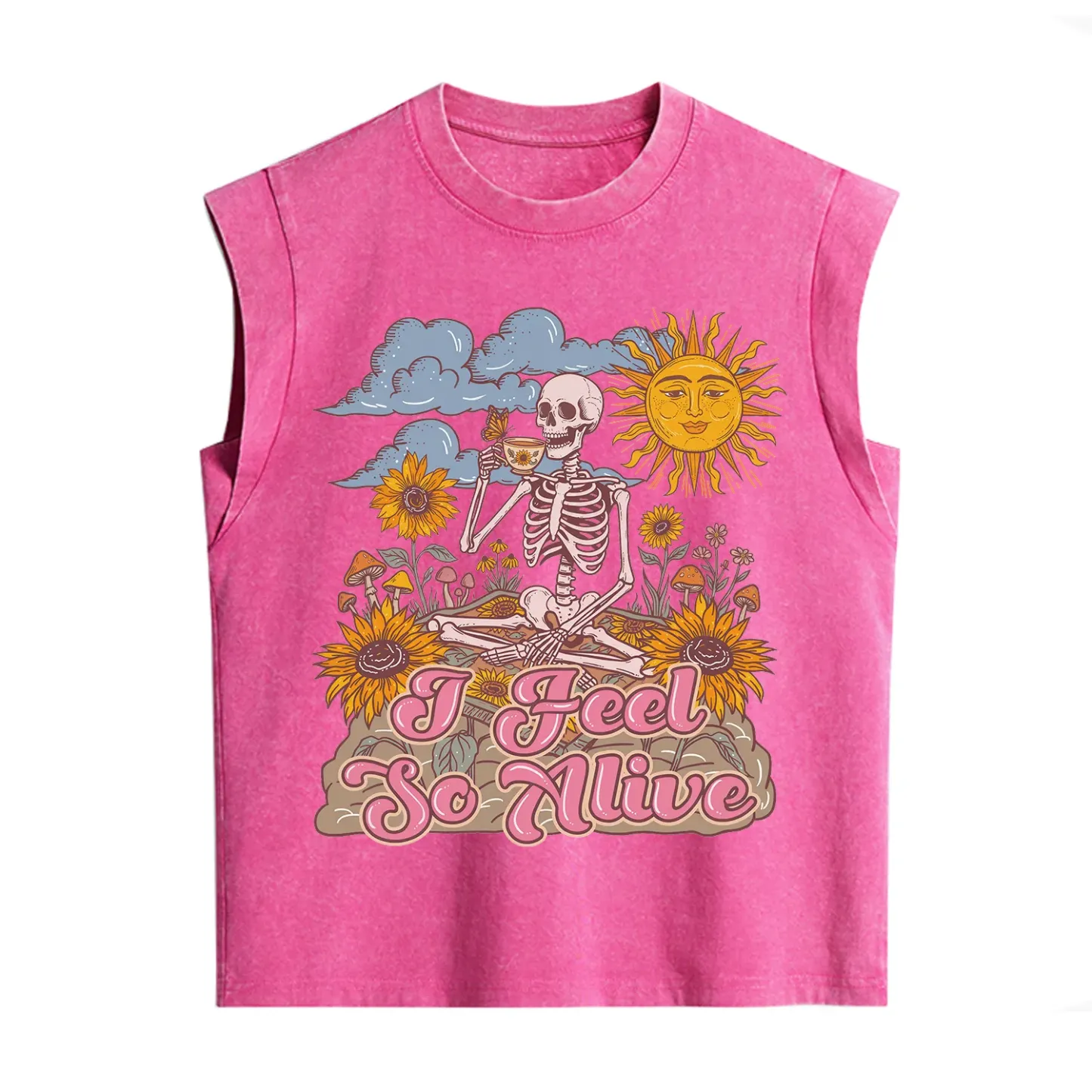 Purplehecate I feel So Alive Dancing Sarcastic Skeleton Vintage Washed Tank