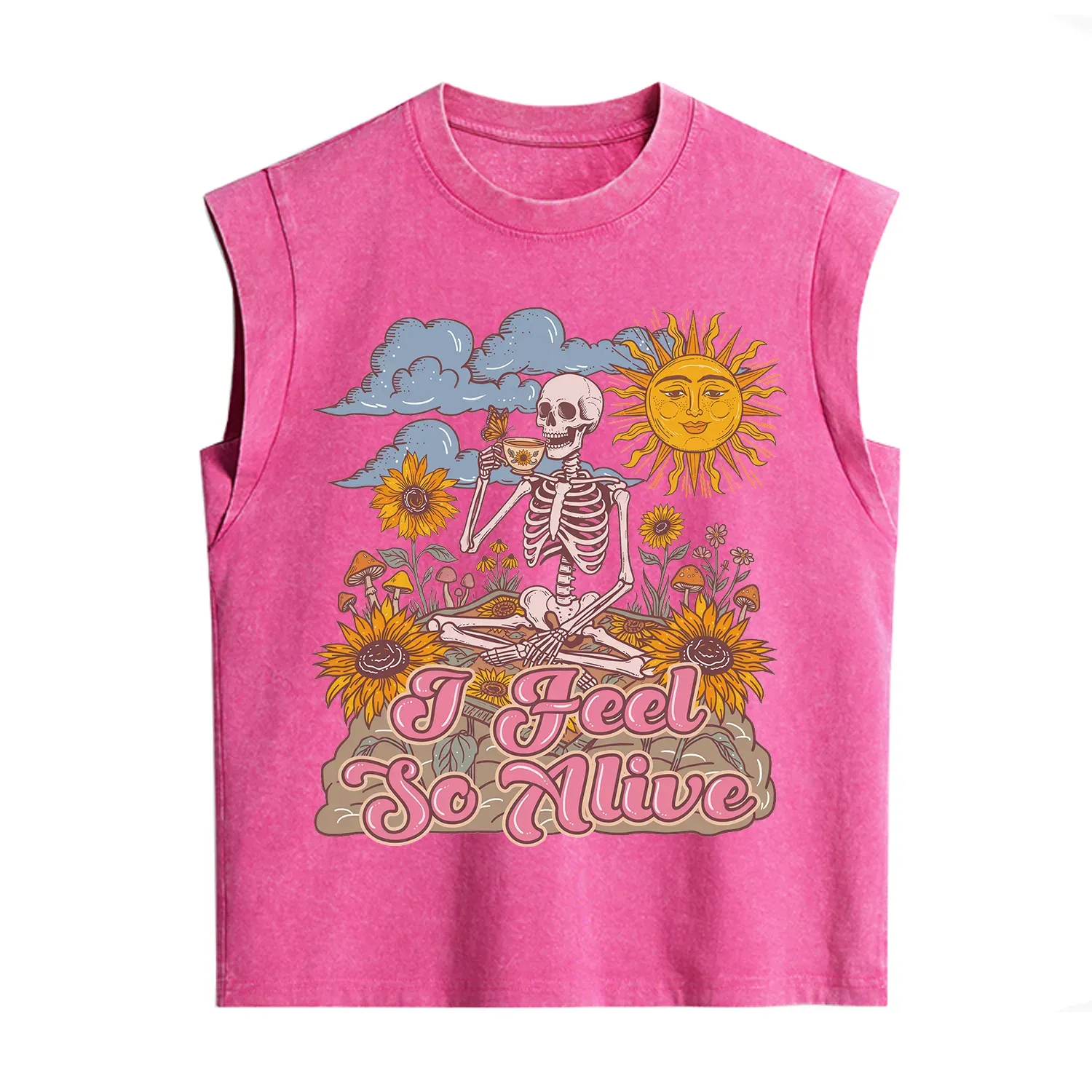 Purplehecate I feel So Alive Dancing Sarcastic Skeleton Vintage Washed Tank