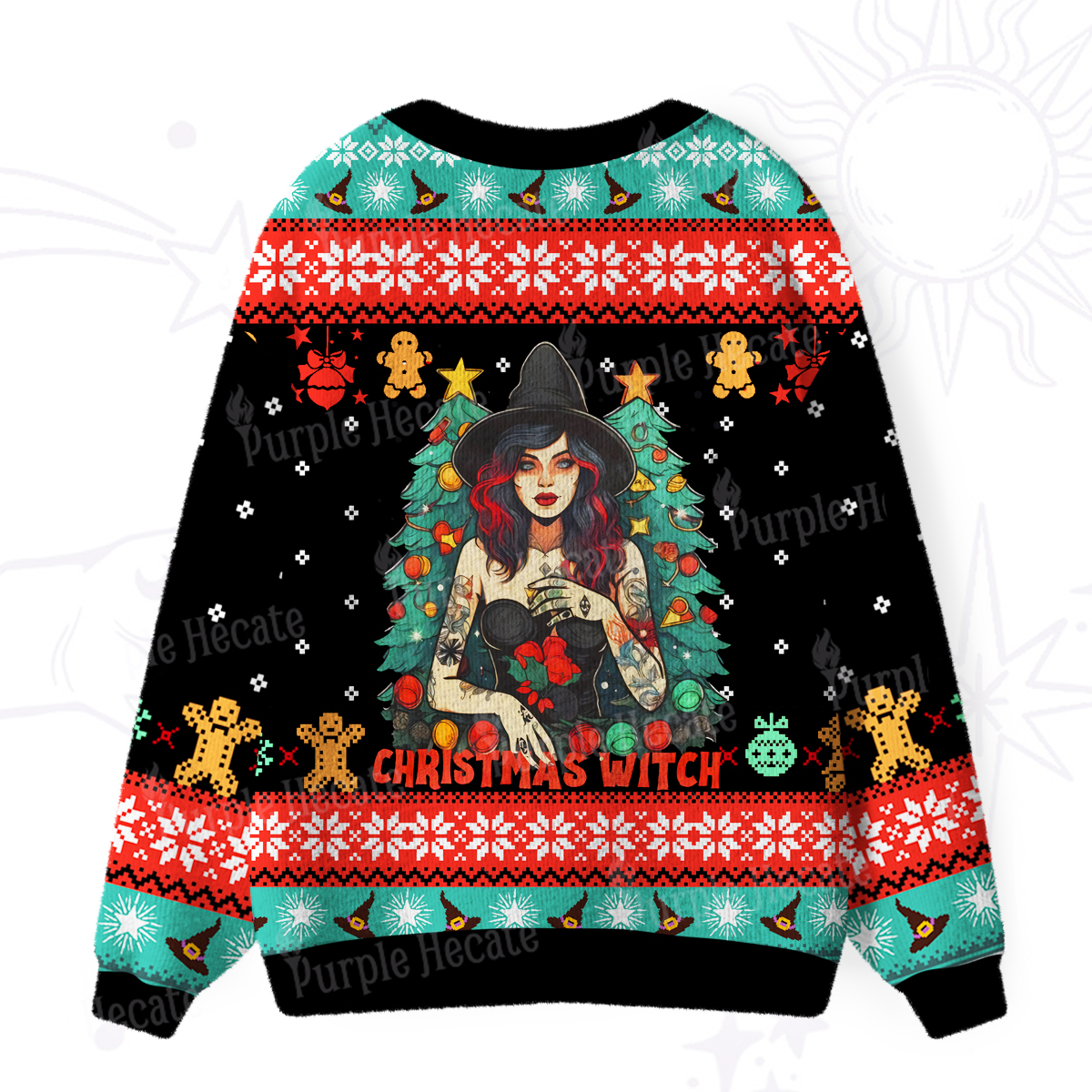 Purplehecate Christmas Witch Ugly Cardigan Sweaters