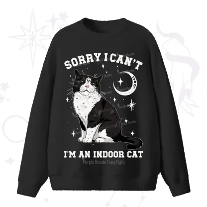 Purplehecate Sorry I Can't Go I'm an Indoor Cat Fuzzy Ugly Sweater