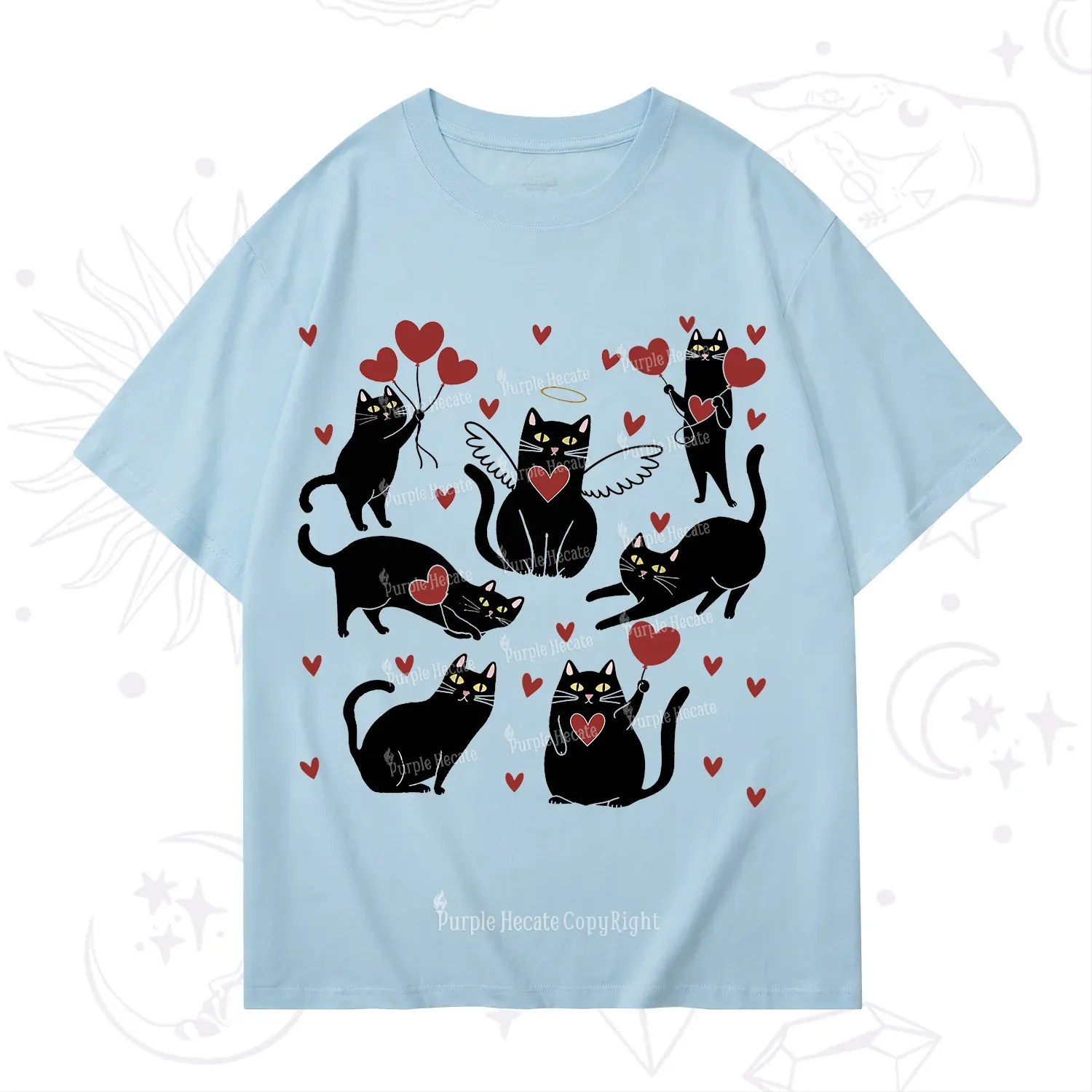 Purplehecate Meowy Valentine's Romantic Cat Valentine T-Shirt