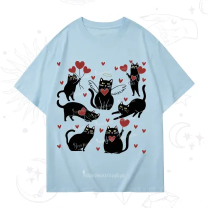 Purplehecate Meowy Valentine's Romantic Cat Valentine T-Shirt