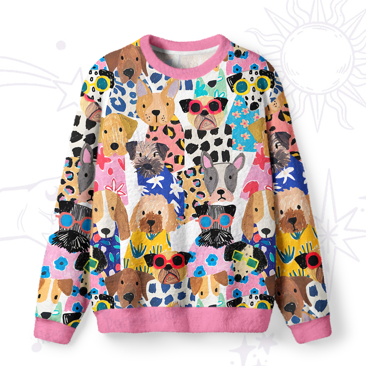 Purplehecate Puppy Parade Fuzzy Ugly Sweatshirt