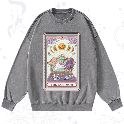Purplehecate The Dog Mom Tarot Card Washed Sweatshirt